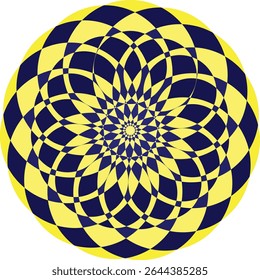 Abstract circular design in yellow and blue.