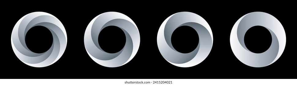 Abstract circular designs isolated on black background. Geometric designs. Vector illustration.