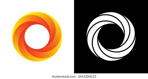 Abstract circular designs isolated on white and black background. Geometric designs. Vector illustration.