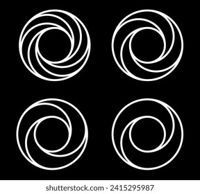 Resumen de diseños circulares aislados en fondo negro. Ilustración vectorial.