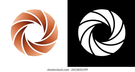 Abstract circular designs isolated on black and white background. Geometric logotype designs. Vector illustration.