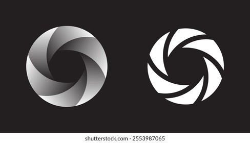 Abstract circular designs isolated on black background. Vector illustration.