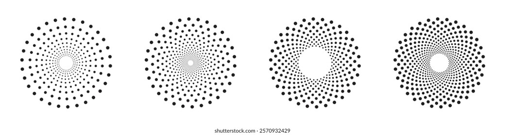 Abstract Circular Dot Patterns Vector Collection
