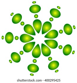 Abstract circular, dotted element. Simple concentric radial dot element - Bright neon, green colors