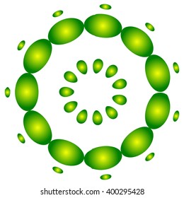 Abstract circular, dotted element. Simple concentric radial dot element - Bright neon, green colors