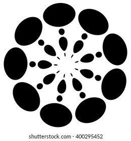 Abstract circular, dotted element. Simple concentric radial dot element