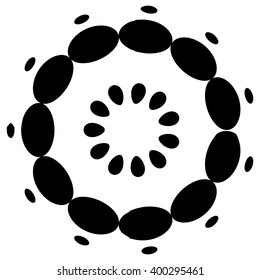 Abstract circular, dotted element. Simple concentric radial dot element