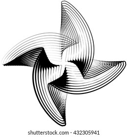 Abstract circular element. Monochrome geometric illustration.