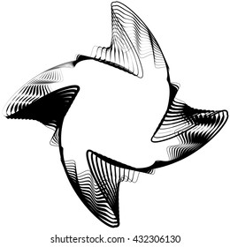 Abstract circular element. Monochrome geometric illustration.