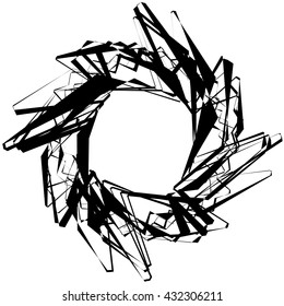 Abstract circular element. Monochrome geometric illustration.