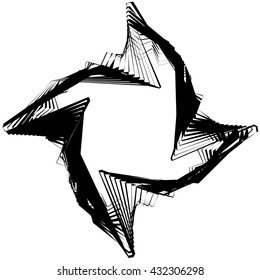 Abstract circular element. Monochrome geometric illustration.