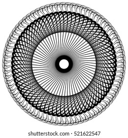 Abstract circular element, radial lines shape. Geometric element.
