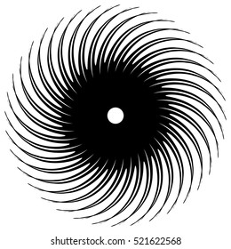 Abstract circular element, radial lines shape. Geometric element.
