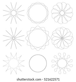 Abstract circular element, radial lines shape. Geometric element.