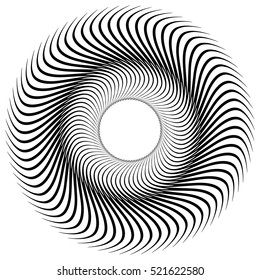 Abstract circular element, radial lines shape. Geometric element.