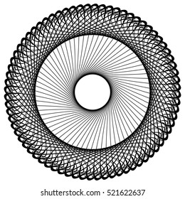 Abstract circular element, radial lines shape. Geometric element.
