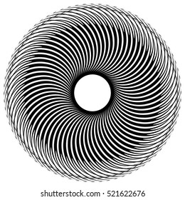 Abstract circular element, radial lines shape. Geometric element.