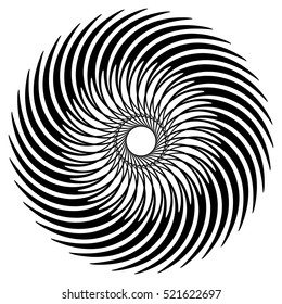 Abstract circular element, radial lines shape. Geometric element.