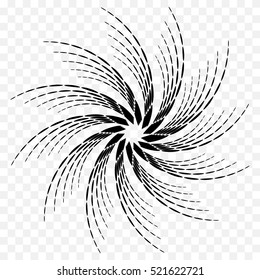 Abstract circular element, radial lines shape. Geometric element.