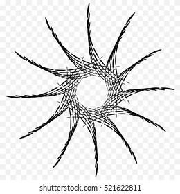 Abstract circular element, radial lines shape. Geometric element.