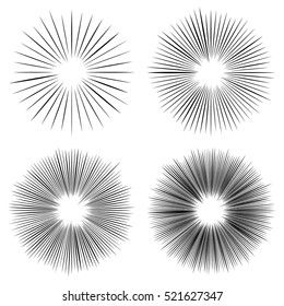 Abstract circular element, radial lines shape. Geometric element.