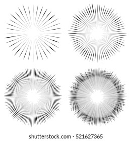 Abstract circular element, radial lines shape. Geometric element.