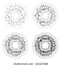 Abstract circular element, radial lines shape. Geometric element.