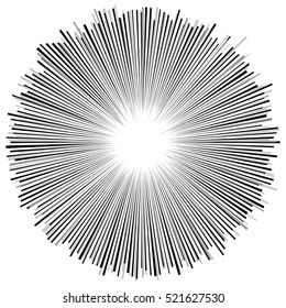 Abstract circular element, radial lines shape. Geometric element.