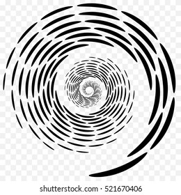 Abstract circular element, radial lines shape. Geometric element.