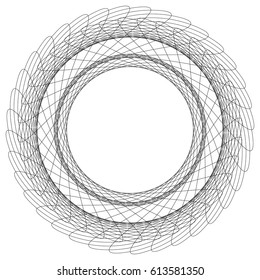 Abstract circular element. Radiating lines forming a geometric circle. Abstract spiral, swirl motif, mandala