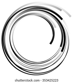 Abstract circular element with random circles. Monochrome vector
