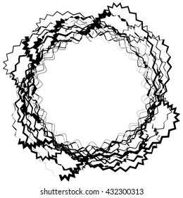 Abstract circular element with random shapes. Monochrome geometric illustration.