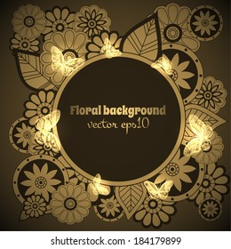Abstract circular floral frame. Vector eps10.