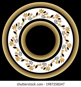 Abstract  circular floral pattern on a black background. EPS10 Illustration.