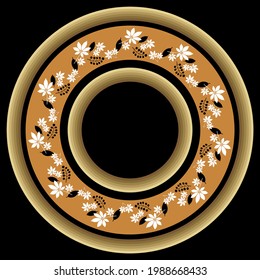 Abstract  circular floral pattern on a black background. EPS10 Illustration.