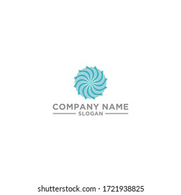 abstract circular flower vector with cyan colors