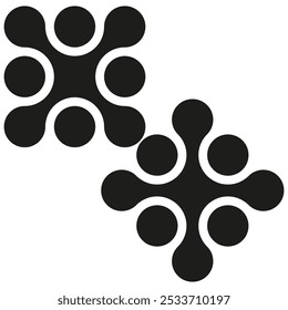 Abstract circular form. Geometric minimal shapes. Vector black elements. Bold symmetrical design.