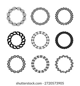 Conjunto de marco circular Abstractas. Símbolos de unidad, continuidad, ciclo y equilibrio. Símbolos de círculo, anillo, redondo, abstracto, marco.