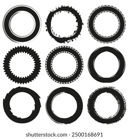 Abstract circular frames. Black and white. Decorative borders. Vector illustration.
