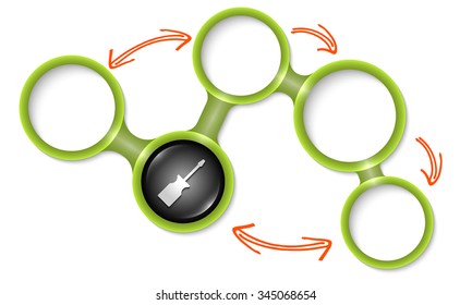 Abstract circular frames for your text and screwdriver