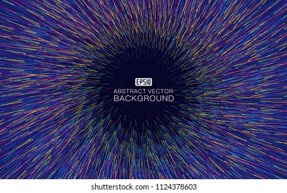 Abstract circular geometric background. Circular geometric centric motion pattern. Starburst dynamic lines or rays