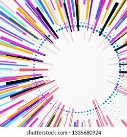 Abstract circular geometric background. Circular geometric centric motion pattern. Starburst dynamic lines or rays