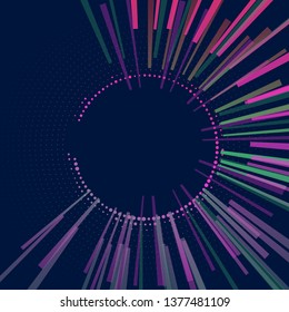 Abstract circular geometric background. Circular geometric centric motion pattern. Starburst dynamic lines or rays