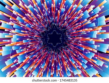 Abstract circular geometric background. Circular geometric centric motion pattern. Starburst dynamic lines or rays