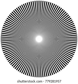 Abstract Circular Geometric Burst Rays On White. And also includes EPS 10 vector