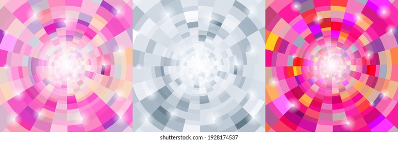 Abstract circular geometric colorful background set. Cover patterns. Vector illustration