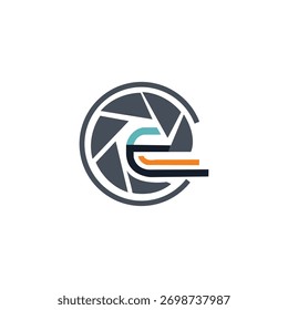 Logotipo geométrico circular abstrato com linhas dinâmicas que representam a tecnologia e a inovação.