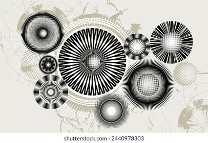 Abstract circular geometric pattern illustration featuring captivating circular designs. Perfect for enhancing. your wall space as a decorative composition.