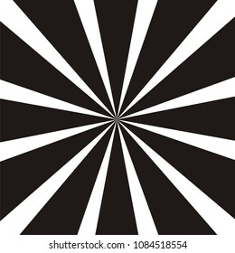 Abstract circular geometric shape. Black and white sun rays, beams element. Sunburst, starburst pattern. Radiating from the center  radial, merging lines Vector illustration