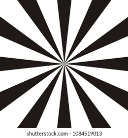 Abstract circular geometric shape. Black and white sun rays, beams element. Sunburst, starburst pattern. Radiating from the center  radial, merging lines Vector illustration